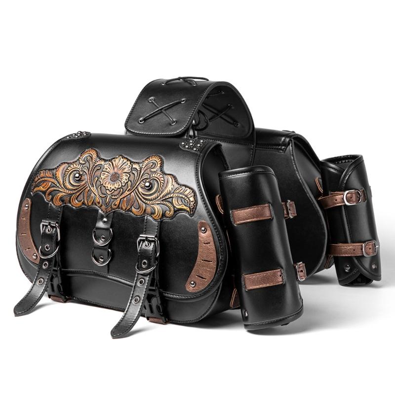 1 Pair Retro Punk Style Saddlebag Motorcycle Tool Bag Waterproof Travel Luggage Storage Bag Motorbike Over Saddles Bags
