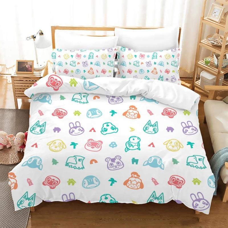 Animal Crossing Cartoon Game Bedding Set 3D Duvet Cover Twin Full Queen King Size Bed Linen And Covers Pillowcase Sets For Kids