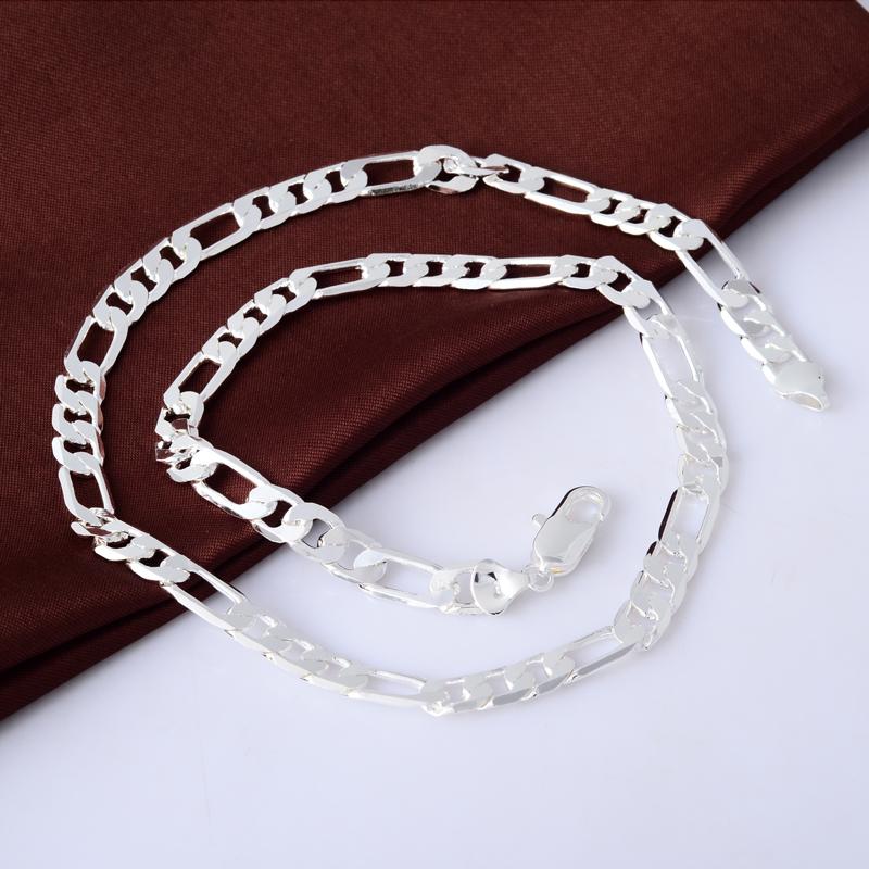 Men's 8MM 20'' 50cm Silver Necklace Fashion 925 Silver Jewelry Figaro Chain Necklace For Women Male AAA Quality