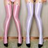 1Pair Lingerie Glossy Nylon Hosiery Oily Women's Shiny Stockings Solid Color Thigh High Socks