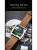 Binbang Fashion Men's Domineering Quartz Watch with Large Square Dial and Triple Display