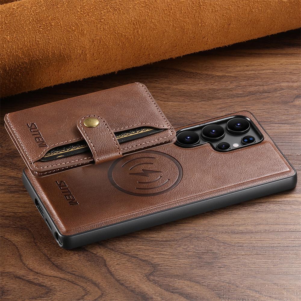 Für MagSafe Abnehmbare Magnetische Geldbörse mit Kartenhalter Handyhülle für Galaxy S25 S24 S23 S22 Ultra PU Leder Schutzhülle
