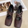 2026 Spring New Cross-Strap Shallow Opening Ballet Shoes For Women Thick Heels Versatile Mary Jane Single Shoes And High Heels