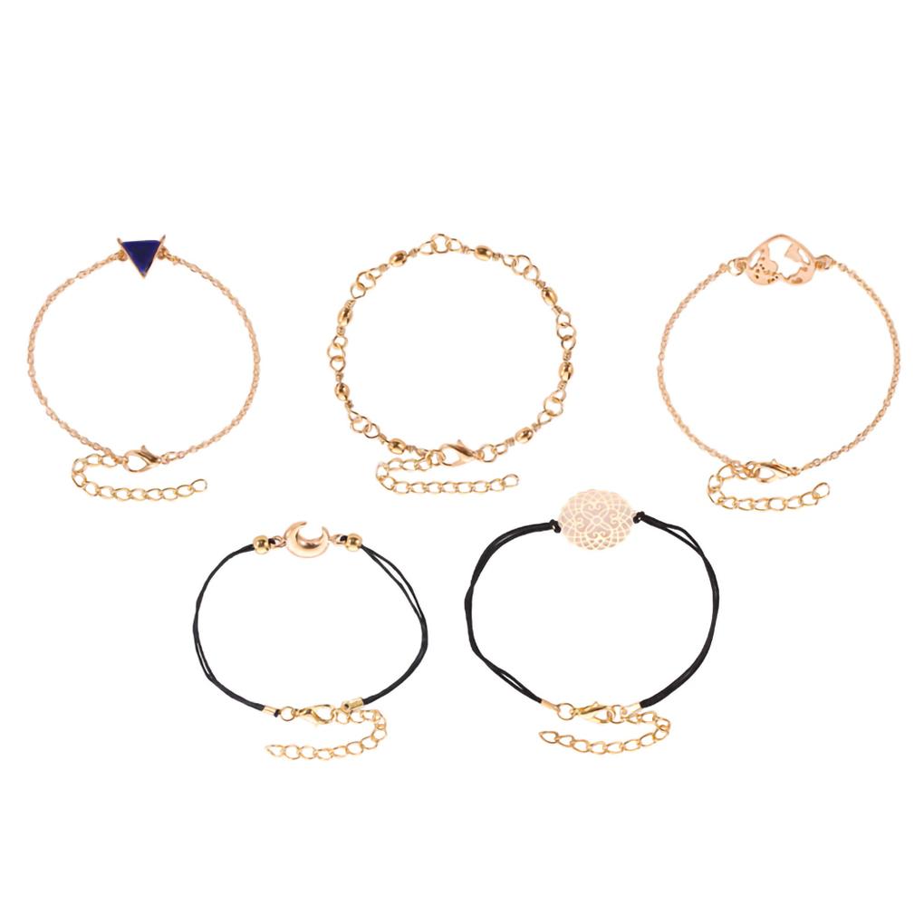 5pcs/set Bracelet Alloy Vintage Bangle Woman Party Hand Chain Woman Decoration Jewelry Accessory