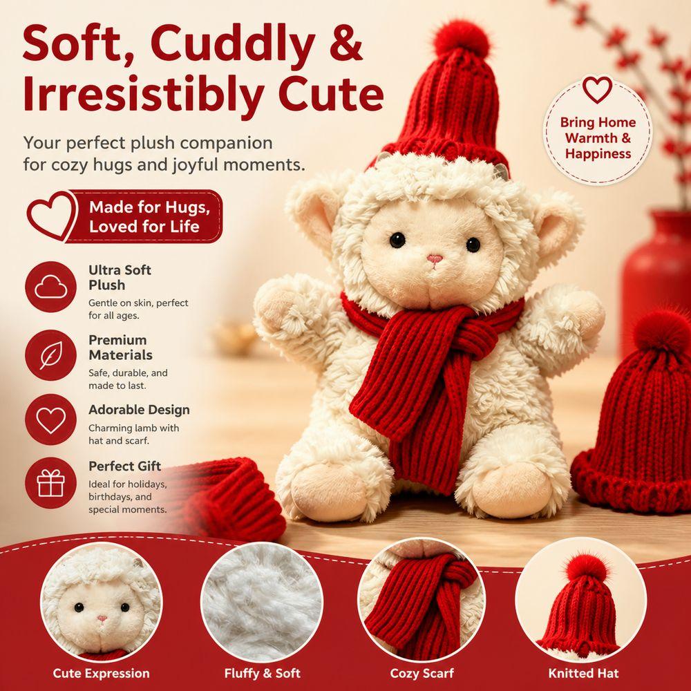 Soft Plush Sheep Stuffed Animal Fluffy Texture Cartoon Sheep Doll Sheep Plush Toy New Year Decor