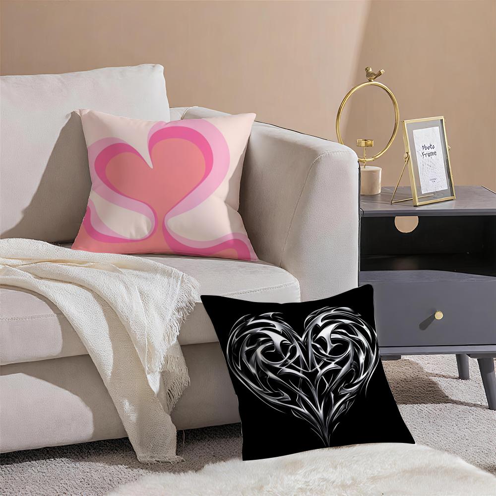 Sweet Romantic Cute Art Heart Shape Cushion Cover Pillowcase Short Plush Invisible Zipper Room Sofa Cushion Cover