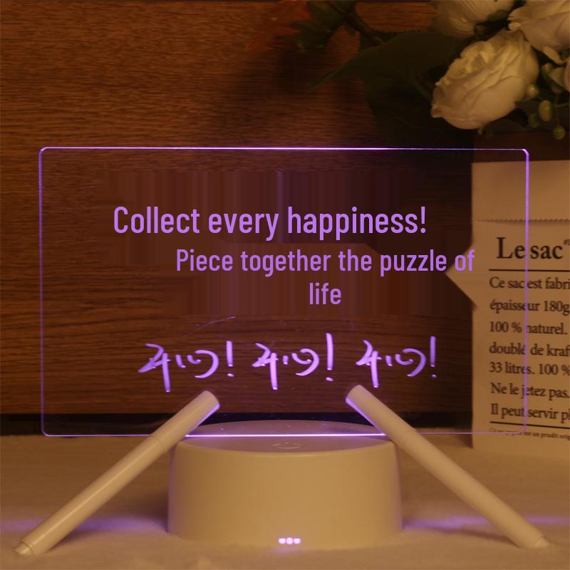 

Светодиодная акриловая доска для сообщений - Прозрачная, стираемая, настольный держатель для заметок и ночник-украшение Acrylic Board Without Base