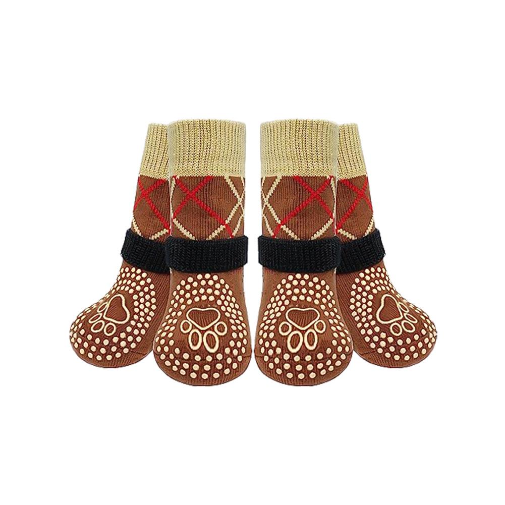 4 Stück/Set Rutschfest Pfotenschutz Hundesocken Schwarz Braun Anti-Haaren Atmungsaktiv Rutschfeste Socken Für 5-30kg Mittelgroße Große Hunde