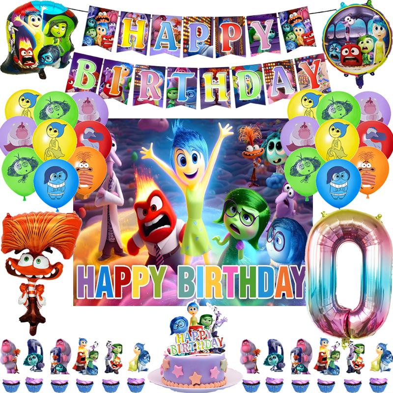 Inside Out 2 Decorațiuni Petrecere de Ziua de Naștere Temă Desen Animat Kit Veselă Baloane Bucurie Tristețe Accesorii Copii Băiat Fată Cadou Jucării