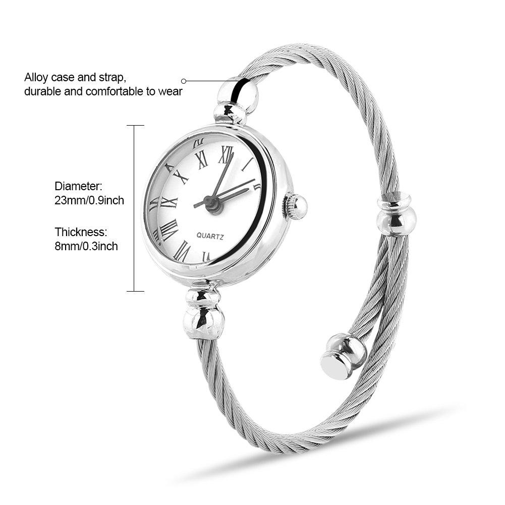 Analog Round Quartz Bracelet Watch with Alloy Roman White 4 Colors Women's Strap, Plate,