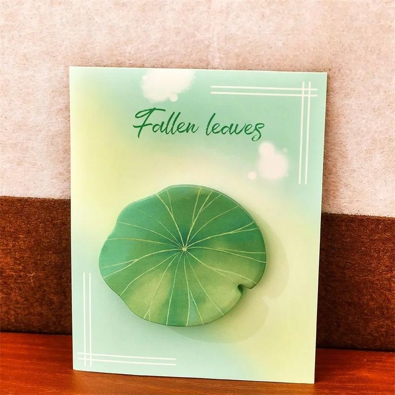 30Sheets Green Leaves Memo Pads Simple Scrapbooking Sticker School Supplies Post Sticky Notes Office Stationery