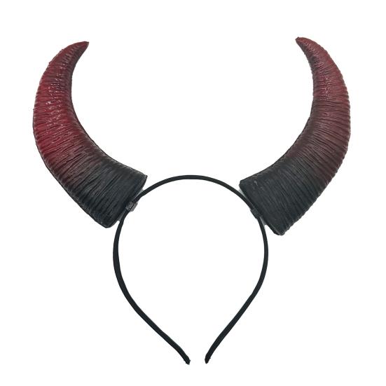 Devil Horn Headband Realistic Bull Horn Costume Accessory Gothic Halloween Dress Up Hair Hoop for Halloween Christmas Party Cosplay Events