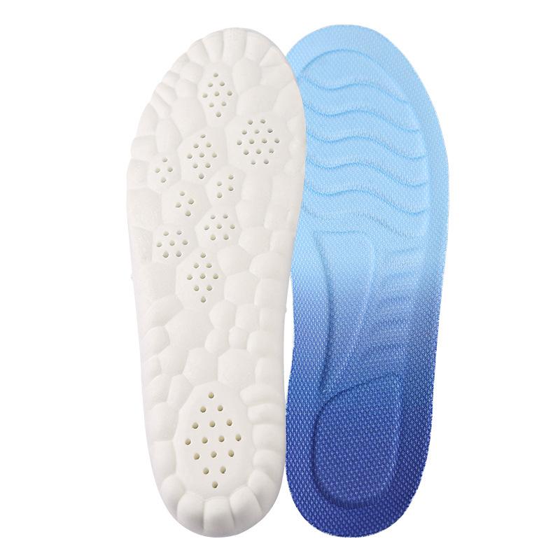 Мягкая эластичная стелька 4D, Впитывающая пот и дышащая, Высокоэластичная, Амортизирующая и снимающая давление, Поддержка свода стопы, Для бега и тренировок, Повседневная стелька 35-36 синий