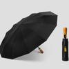 Wood Handle Folding Sun Umbrella 108 Bones Business Umbrella Automatic Umbrella  Rain and Sunshine