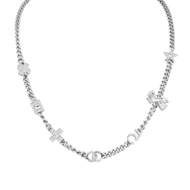 

CHANEL laces number 5 double C star bow element alloy rhinestone, pearl necklace women s model срібний