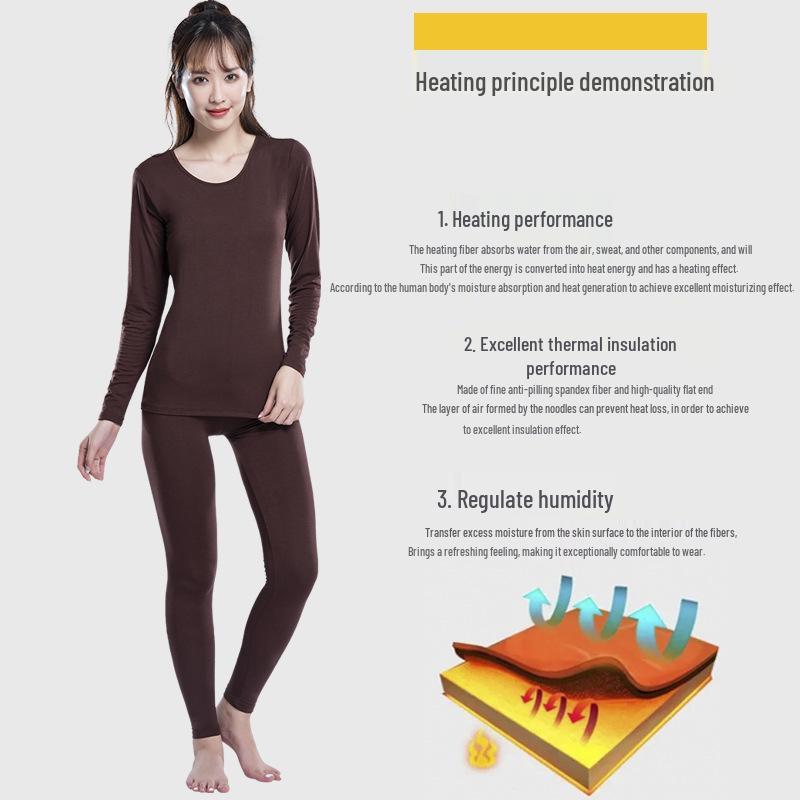 Women's Modal Body Shaping Autumn Knitwear Set: Warm Long Sleeve Top & Pants