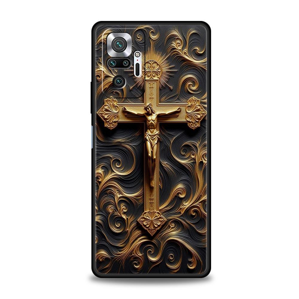 Cross Pattern Element Design Phone Case Cover for Redmi 14C 10C Note 15 14 13 12 10 11 K40 Pro Plus 5G Soft TPU Shockproof Capas