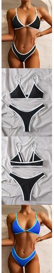 New Multi-Color Patchwork Two-Piece Bikini Set - European & American Style Women's Sexy Swimsuit
