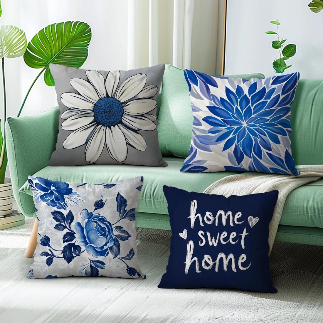 Tinika Chen Unisex Bohemian Flowers Pillowcase Cushions 100% Polyester 45X45cm Throw Pillow Cover Sofa Chair Cushion Cover Pillowslip Home Decor