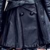 Long Leather Jacket Women Leather Coat Female Autumn Ladies Lace Leather Jackets Coats Black