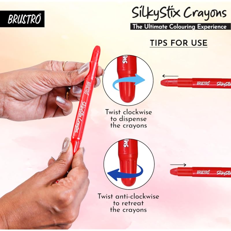 BRUSTRO SilkyStix Crayons - Set of 24 Crayon Set | Vibrant & Playful Colors, Eco-Friendly, Water Soluble,Ideal for Blend