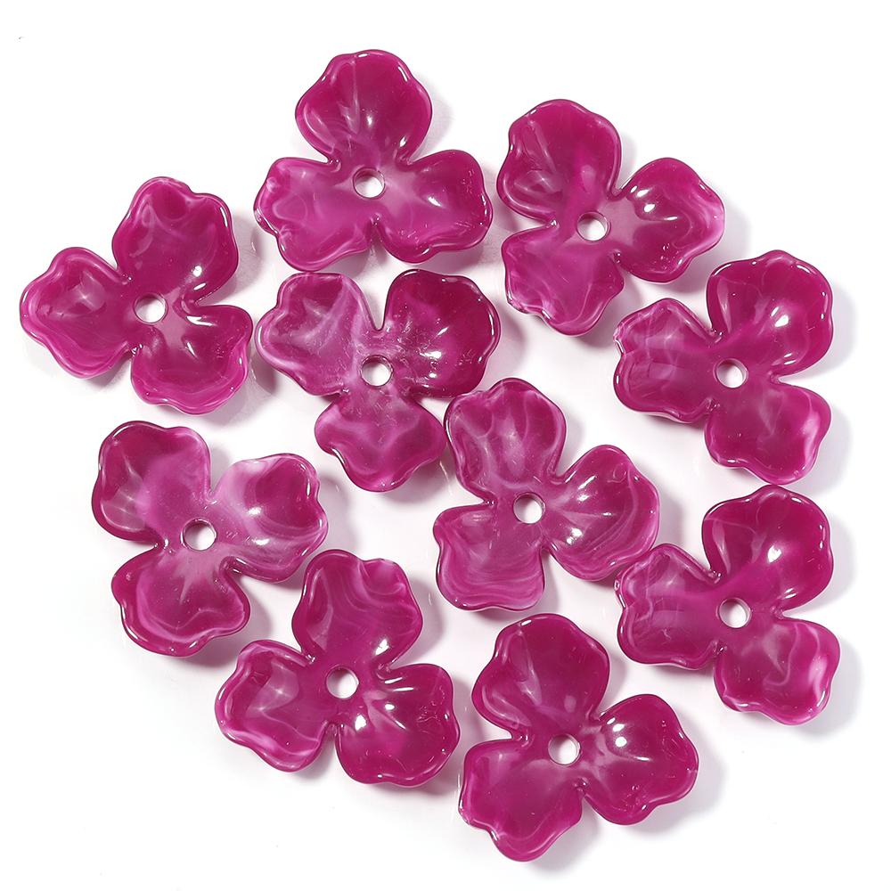 10pcs/lot Colorful Flower Acrylic Spacer Beads Three Petal Flower Loose Bead Caps For DIY Charms Earrings Necklace Accessories