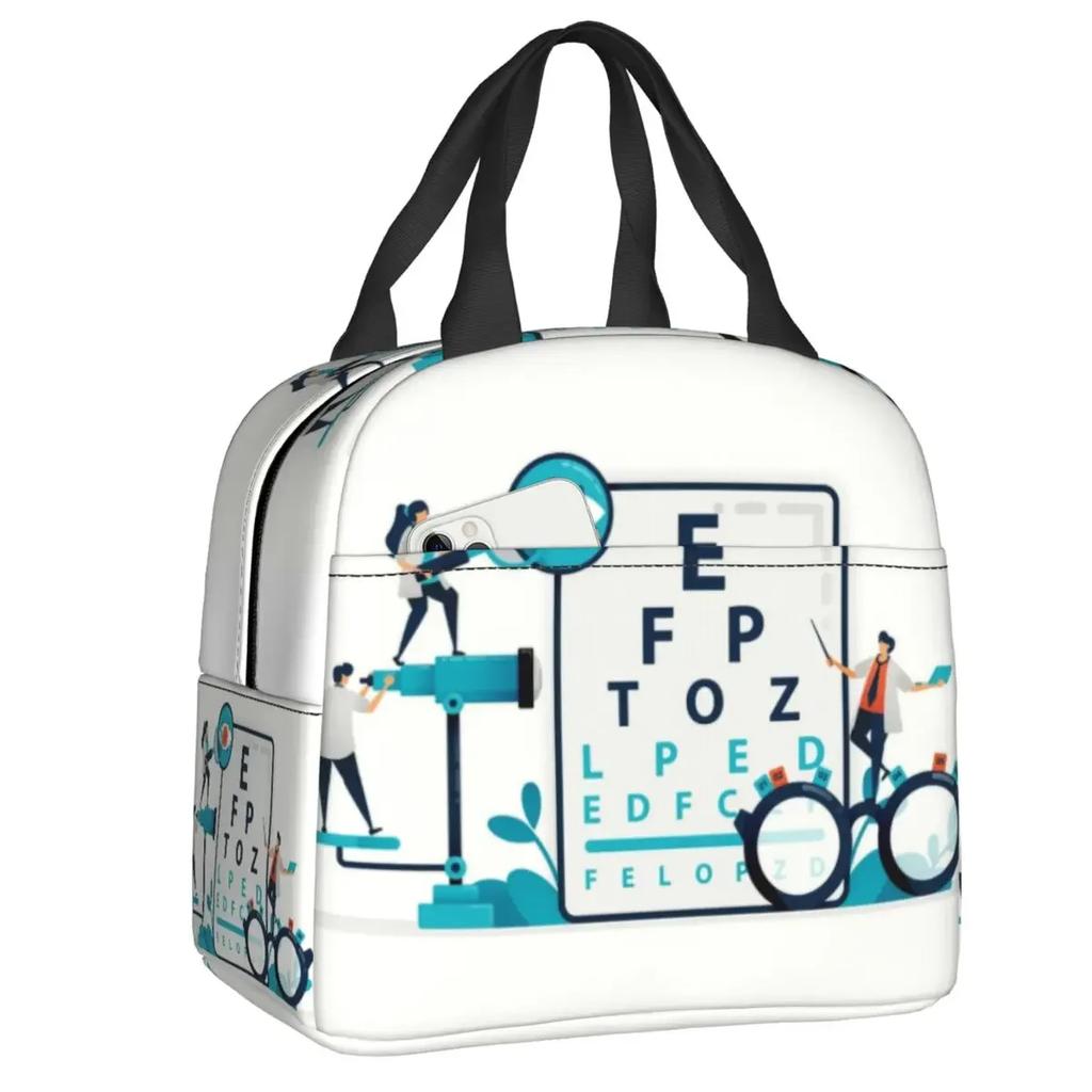 Eye Exam Insulated Lunch Bags for Women Kids Caring for The Eyes Optometrist Optician Portable Thermal Cooler Bento Box School
