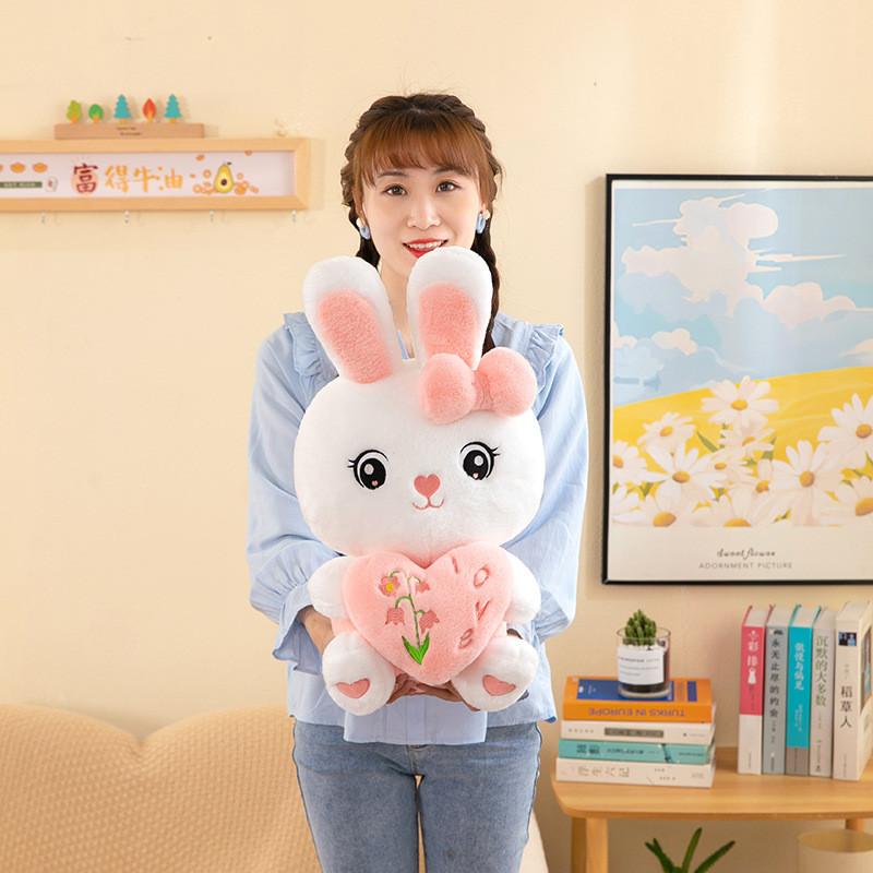 Heart Bunny Plush Doll Bedtime Stuffed Animal Birthday Gift Comfort Pillow Toy