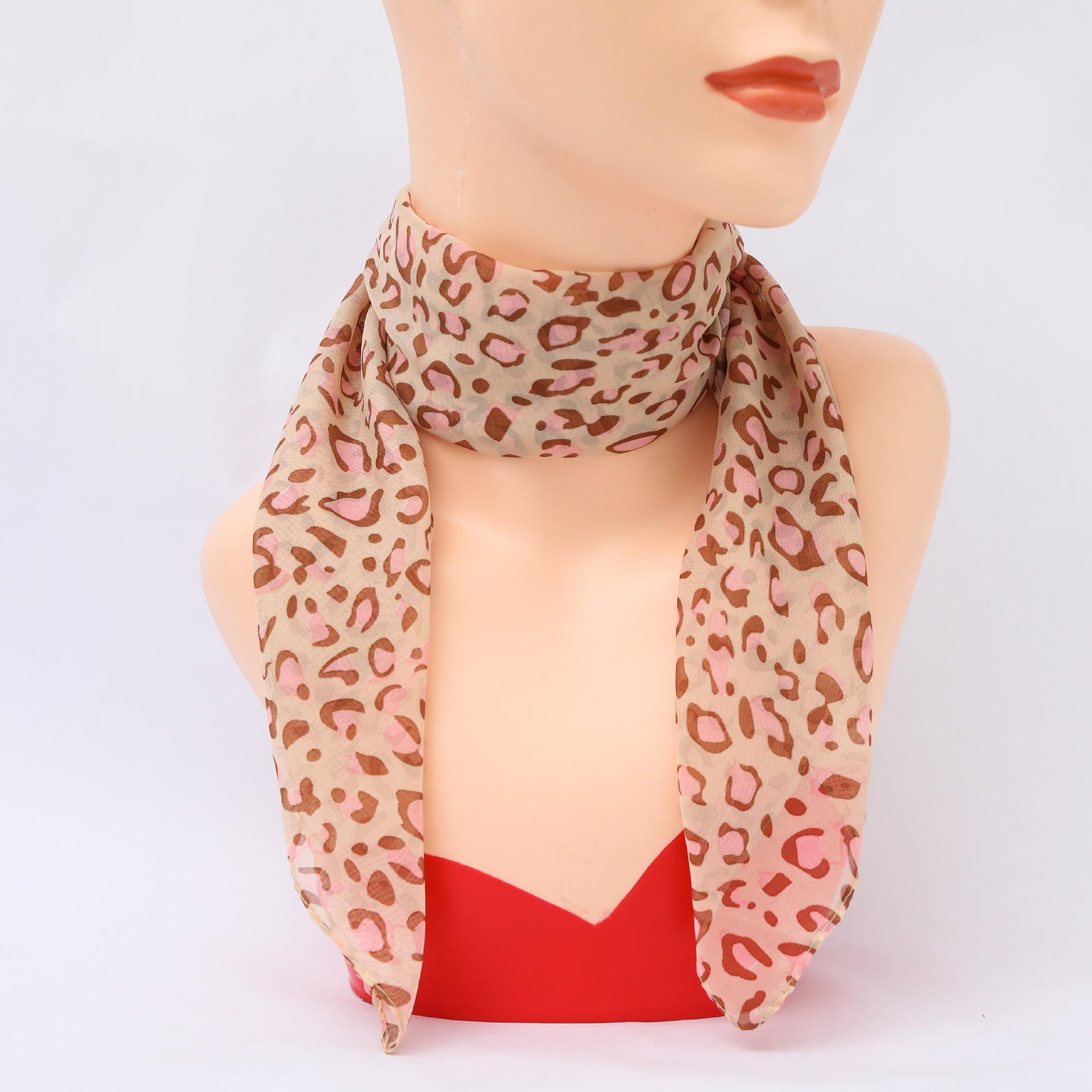 

Классический шифоновый шелковый шарф с леопардовым принтом - Мягкий, свежий, квадратный шарф в корейском стиле 65x65 cm