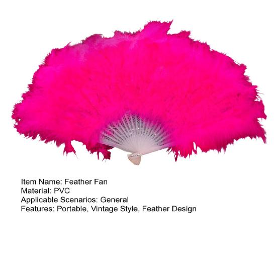 Vintage Feather Folding Fan Dance Stage Performance Hand Held Fan Portable Decoration Fan Wedding Costume Party Accessories