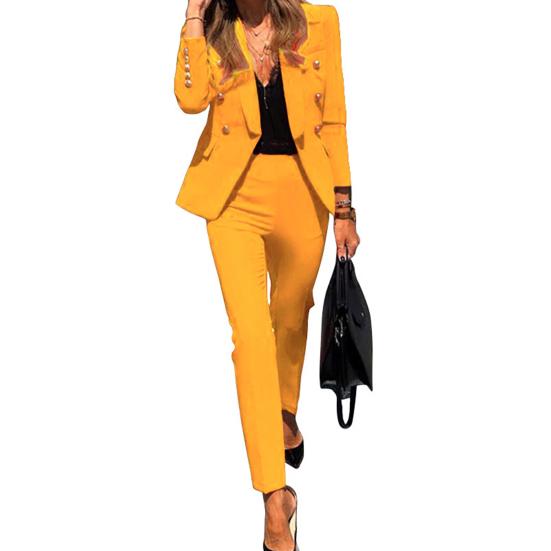 Women's Dressy 2 Piece Business Set Long Sleeve Blazer And Pencil Pant Set Casual Office Work Outfit