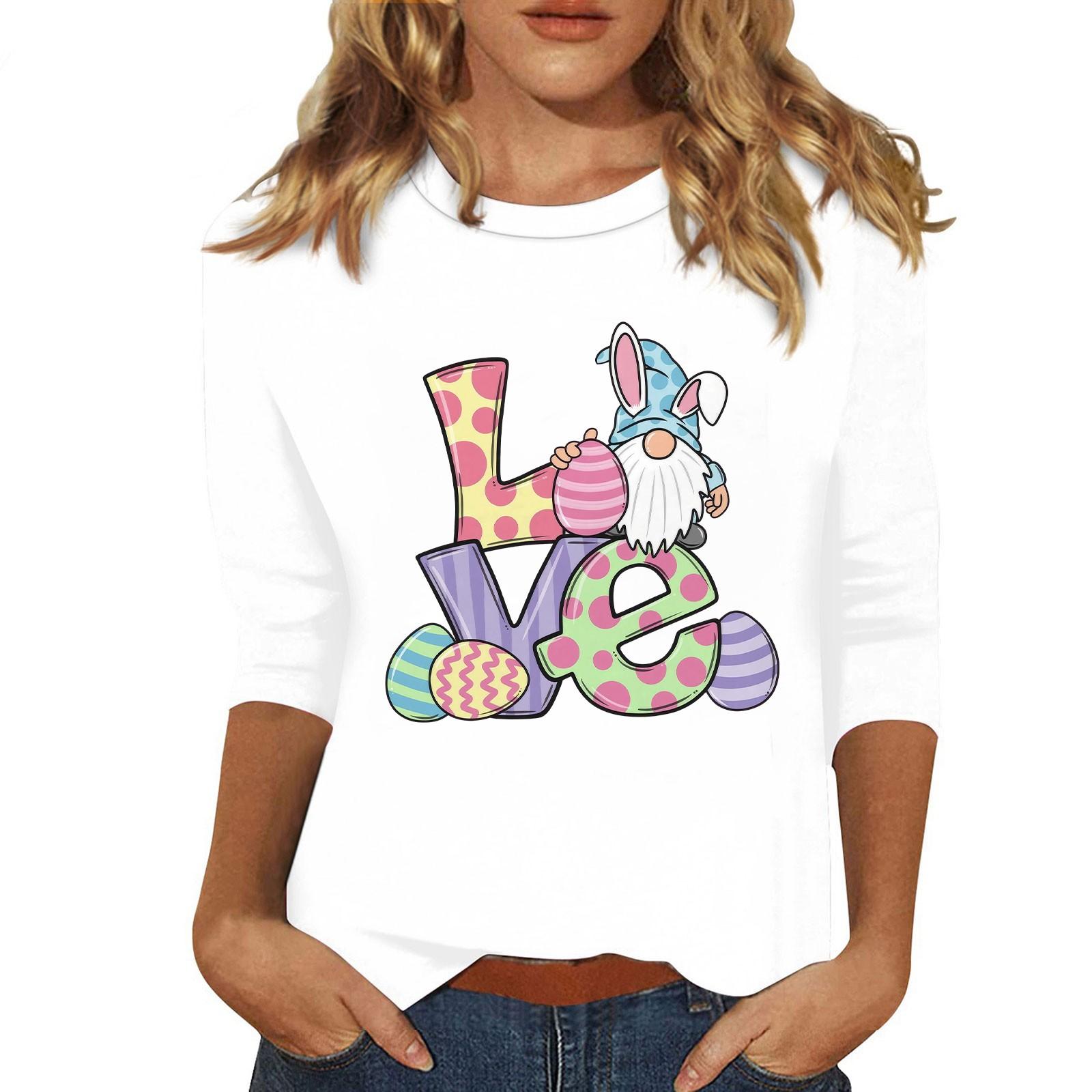 

Женская мода повседневная три четверти рукава с принтом пайеток круглый вырез топ M розовый