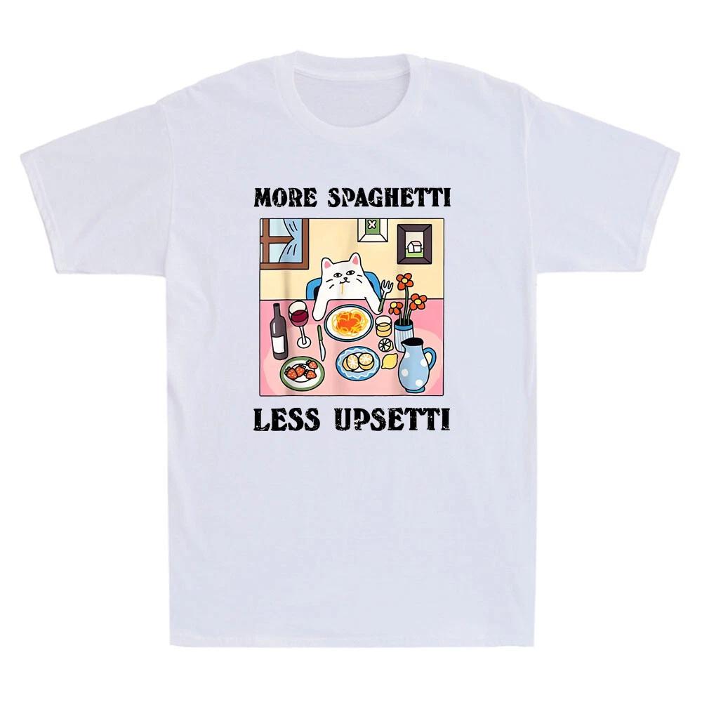 More Spaghetti Less Upsetti Funny Cat Eating Meme Quote Vintage Men s T-Shirt S