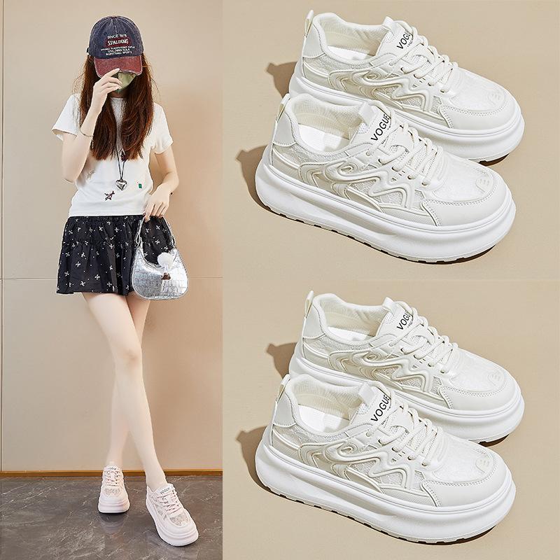 Summer Mesh White Shoes New Style of Female Students Breathable Height-enhancing Casual Shoes