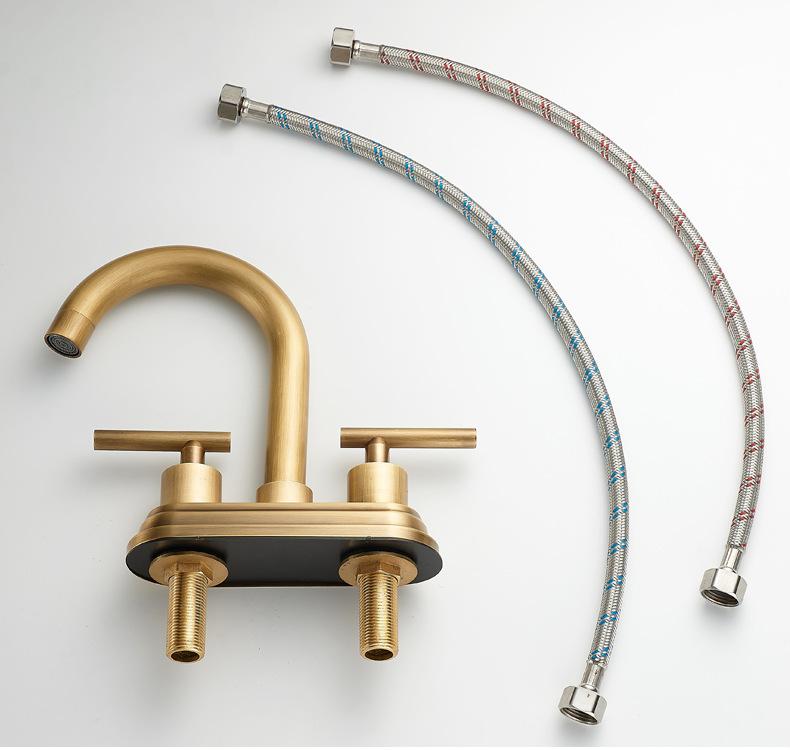 360 Swivel Antique Brass Bathroom Basin Faucet Sink Mixers Taps Bathtub Dual Handles Deck Mounted Basin Sink Mixer Hot and Cold