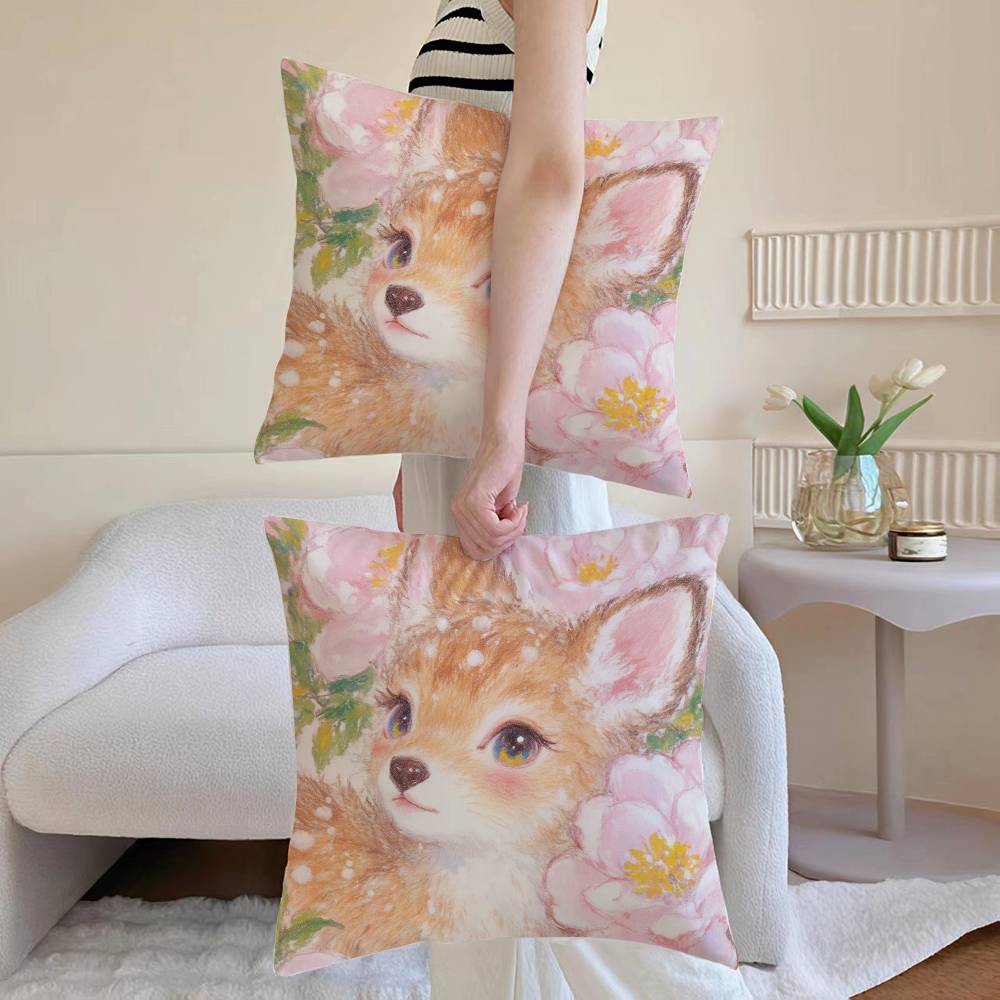Oil painting style Anime Pillow Case Anti-dustmite Pillowcase Invisible zipper silky Sofa cushion cover