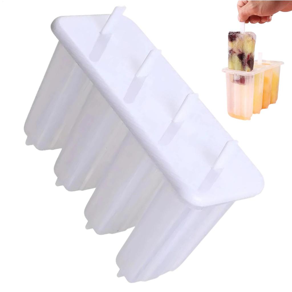 4-Cavity  Popsicles Mold With Lid Home Made Homemade Mung Bean Popsicles Homemade Ice Cream Cubes Tray Diy Ice Cream Molds
