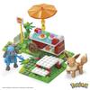 MEGA Pokémon Abenteuerwelt Hügel-Picknick mit Evoli und Riolu - Sonnenschirm und Tischset - [163-teiliges Baustein-Set] [Ab 7 Jahren] HDL80