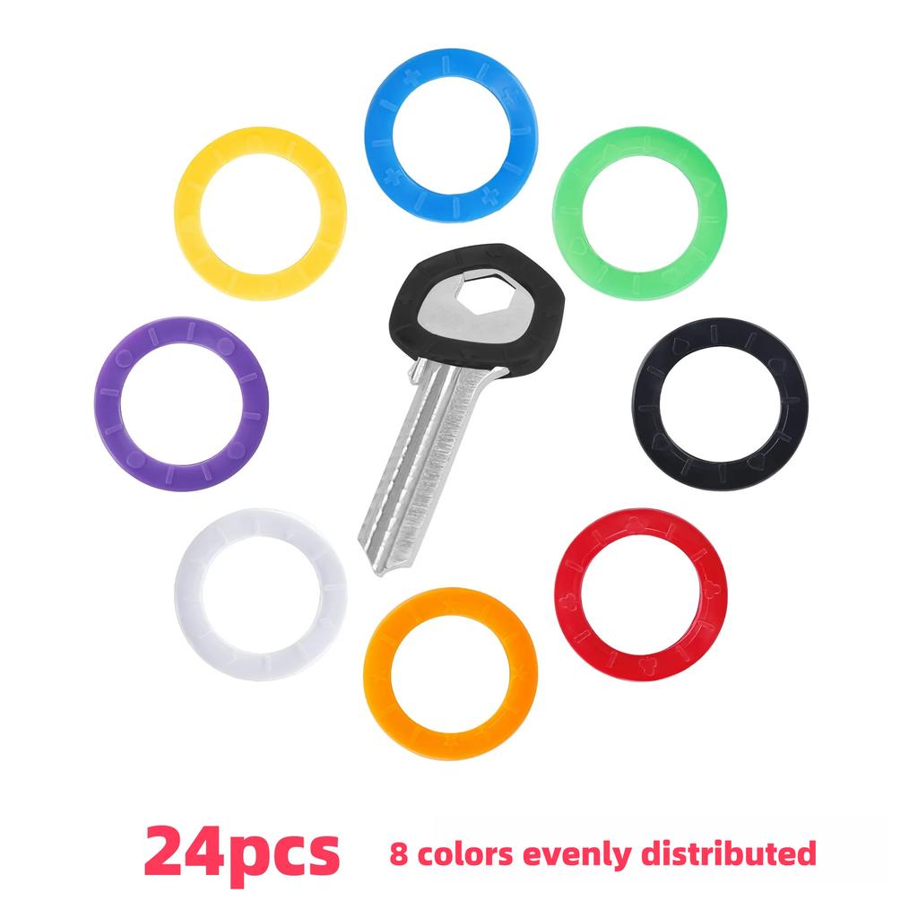 24 szt./32 szt. Kolorowe nakładki na klucze do identyfikacji, wielokolorowy design dla łatwego rozróżniania kluczy, kody identyfikacyjne kluczy na opaskę na nadgarstek