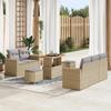8-Piece Garden Sofa with Beige Rattan Cushions, 3-Piece Garden Dining Set with Rattan Cushions 3363512