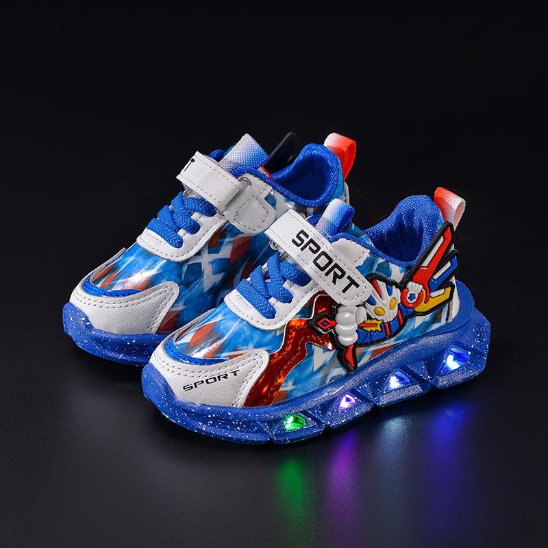 Luminous Leather Children's Running Shoes with Cartoon Design for Boys - Spring & Autumn Style 025