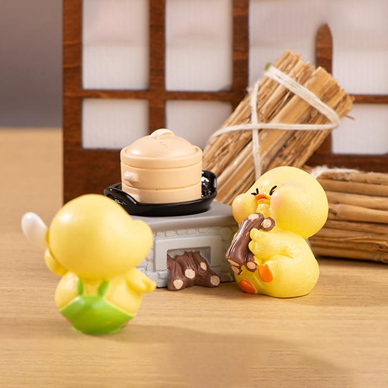 Cartoon Cute Kitchen Cooking Little Yellow Duck Resin Small Ornaments Micro Landscape Desktop Car Home Decoration