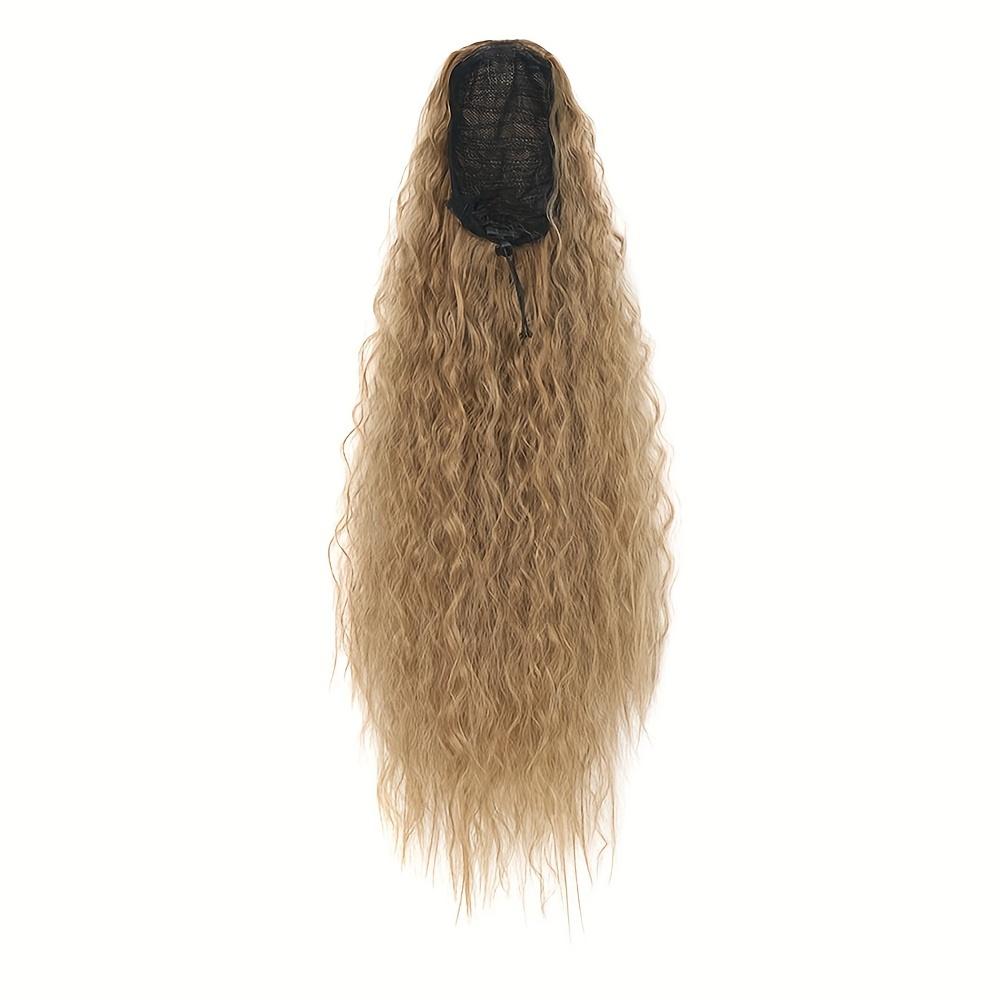 22 Zoll Corn Wavy Long Pferdeschwanz-Haarverlängerung Synthetische Perücke Kinky Curly Thick Clip In Kordelzug Pferdeschwanz Wrap On Haar-Accessoire
