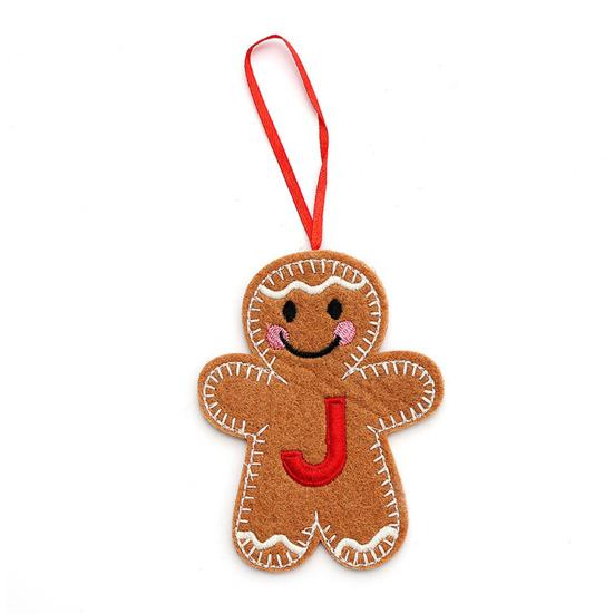 Gingerbread Man Ornaments Initial Alphabet Monogram Gingerbread Hanging Ornament Family Name Letter Xmas Tree Decor