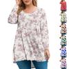 Women's Plus Size Top, Garden Collar Long Sleeved Shirt, Fashionable Floral Print Casual Top