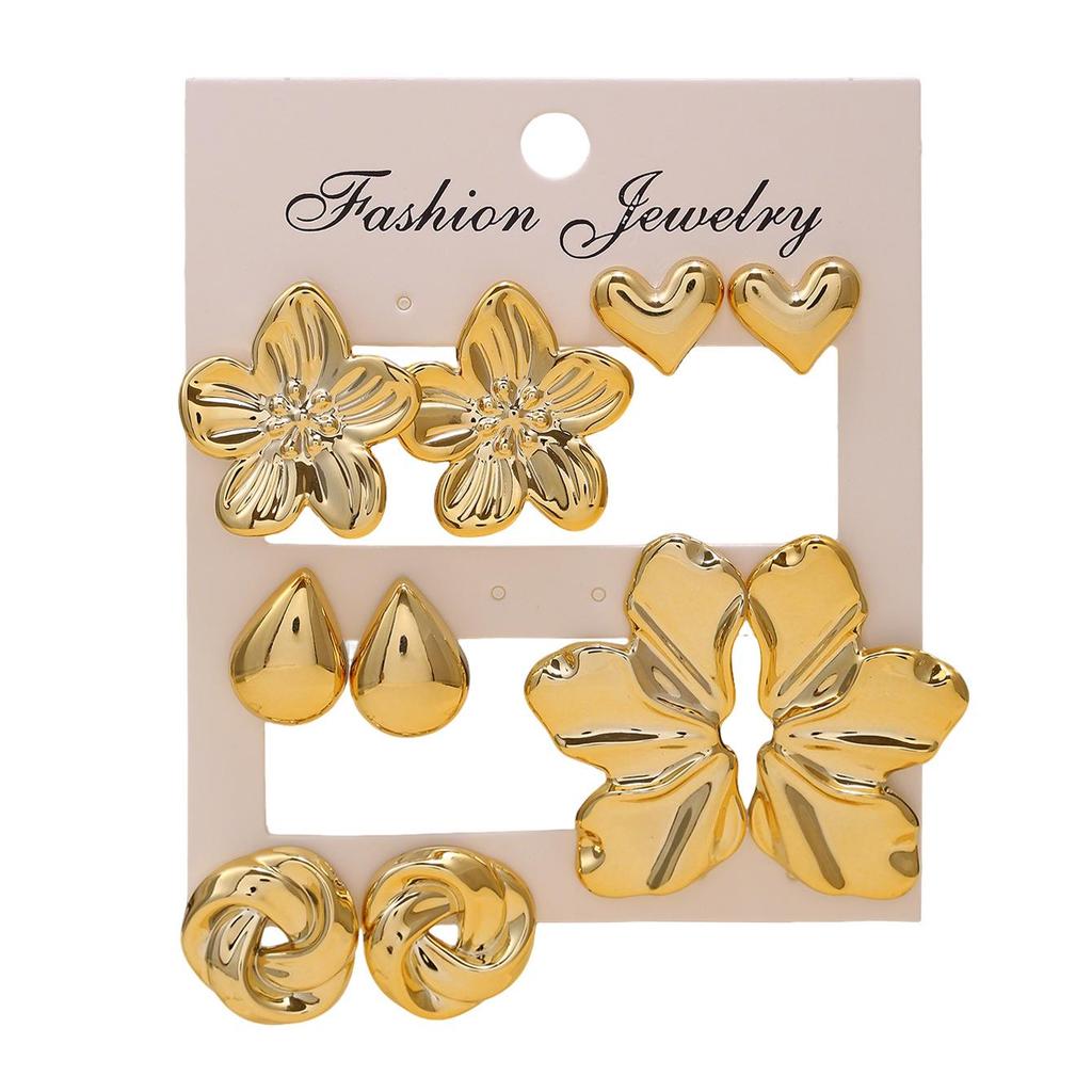 European Best-Selling Floral Heart Earring & Ear Cuff Set: High-End Creative Jewelry for Women