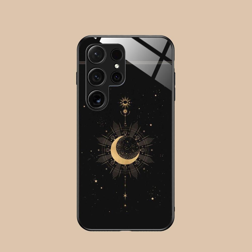 Sun Moon Mobile Cell Phone Case for Samsung Galaxy A56 55 54 53 52 51 36 35 34 23 16 15 5G Glass Colorful Cover Pretty Luxury