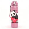 1PC Heart Panda Cartoon 750ml Color Plastic Sports Water Bottle Leakproof Flip Straw Lid Suitable for Sports Office Home Use