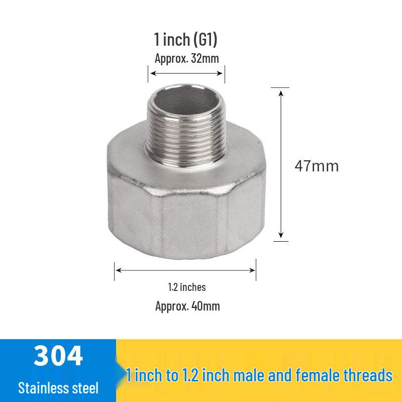 Redutor Rosqueado Vermelho de Aço Inoxidável Espessado Macho/Fêmea: Extensão de Tubo de Água de 6 para 4 Pontos, 25 para 20