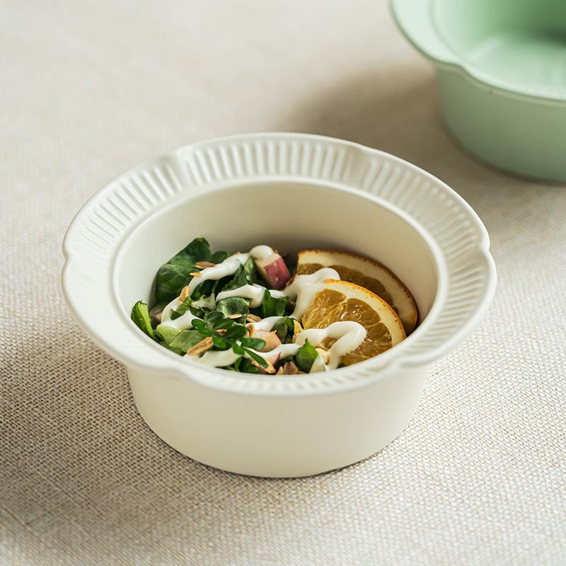 Small Fresh And Simple Ceramic Rice Bowl Creative Solid Color Irregular Small Bowl Household Salad Bowl Tableware Bowl